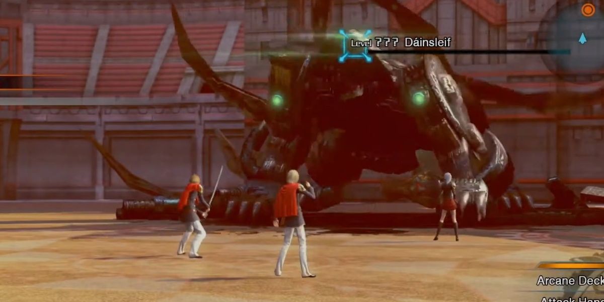 the party battling the first boss in final fantasy type-0