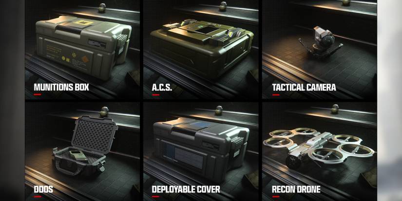 munition box, acs, tactical camera, ddos, deployable cover, and recon drone in mw3.