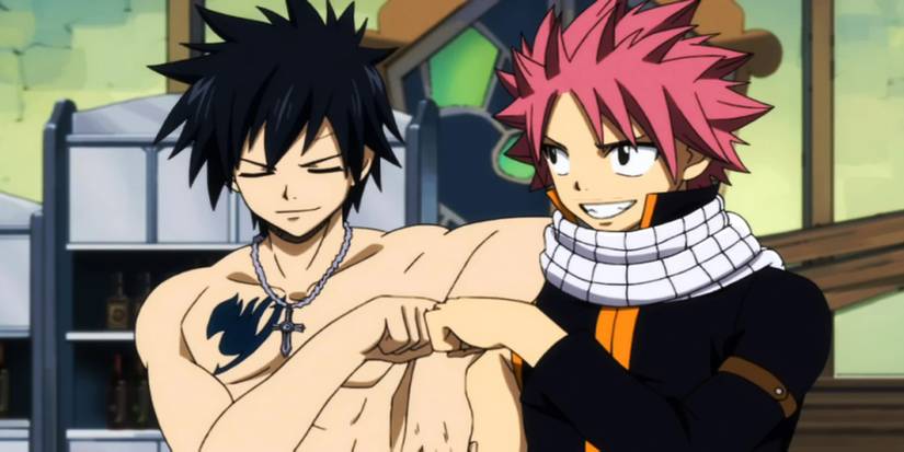 Natsu and Gray Fist Bumping