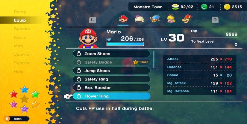 Flower Ring accessory in Super Mario RPG