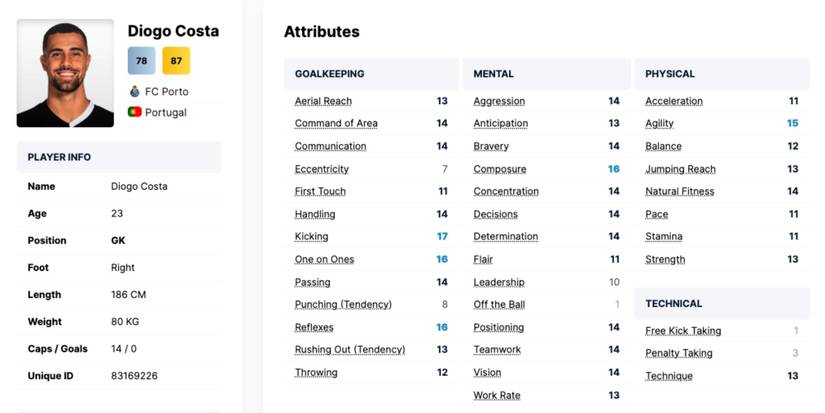 Football Manager 2024 Best Goalkeepers Diogo Costa