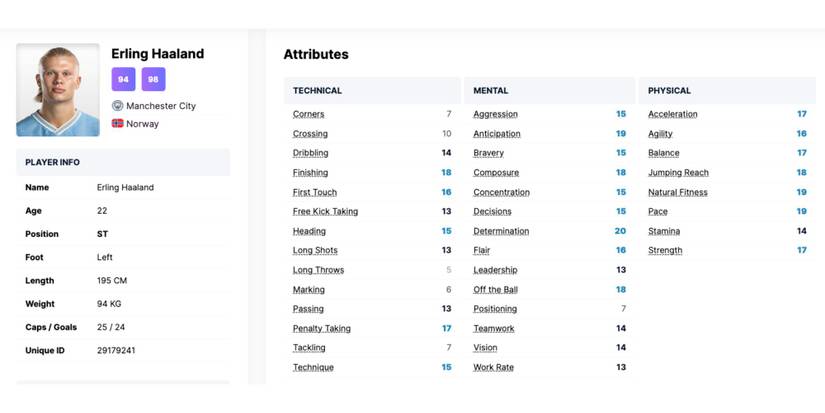 Football Manager 2024 Best Striker Haaland