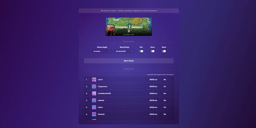 Fortnite Geoguessr: Setting Game Parameters