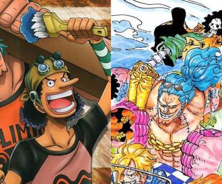 A collage featuring some of Franky's best friends in One Piece