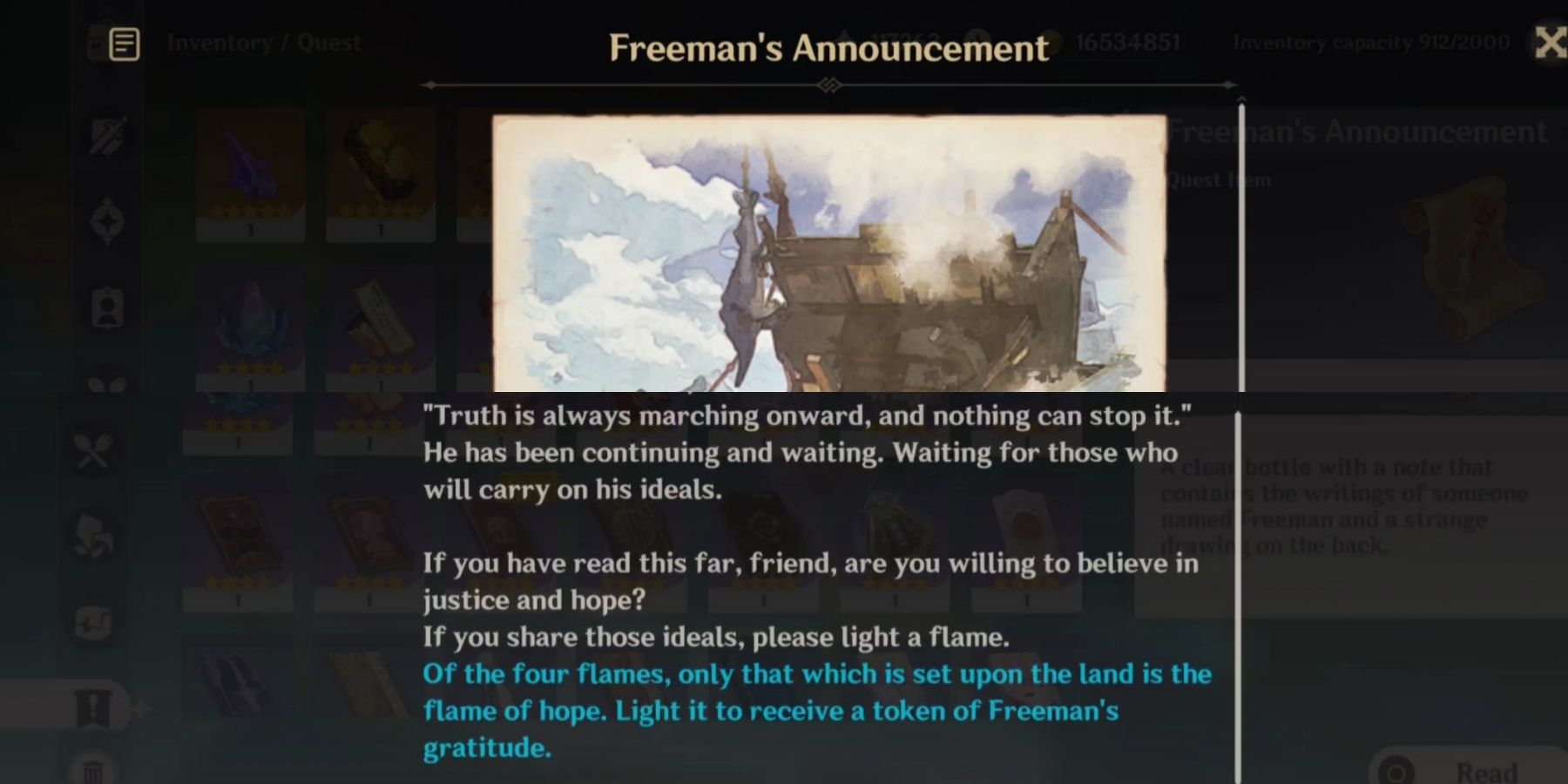 freeman's announcement treasure hint genshin impact