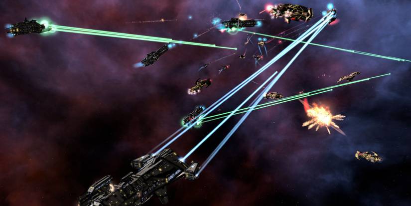 A space battle in Galactic Civilizations 3