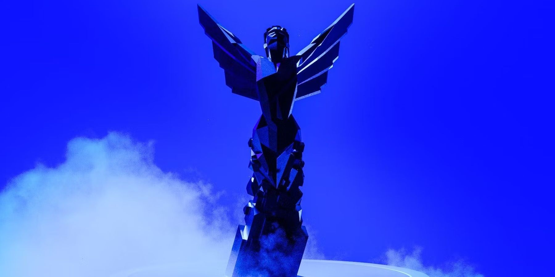 game awards trophy blue background and smoke