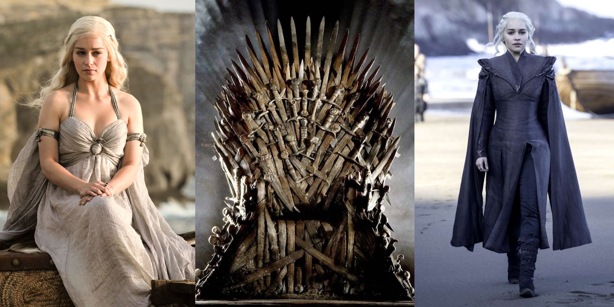Game Of Thrones_ X Worst Decisions Made By Daenerys split image early and late season Dany Iron Throne