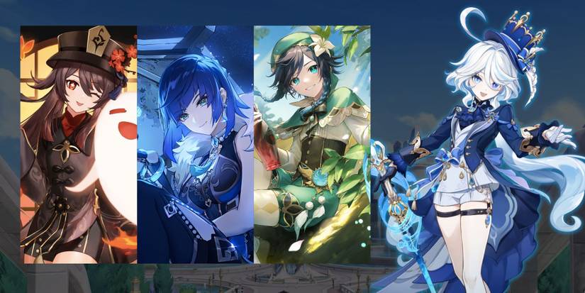 Genshin Impact Furina + Hu Tao, Yelan, Venti