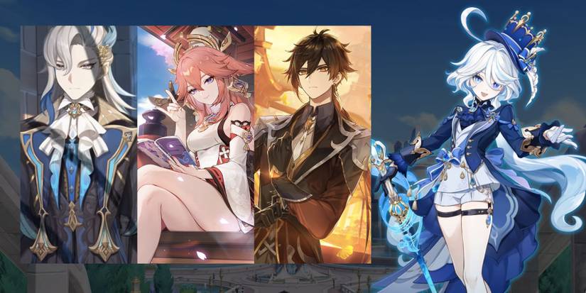 Genshin Impact Furina + Neuvillette, Yae Miko, Zhongli