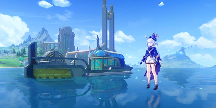 Genshin Impact Furina Walking on Water in Fontaine Region