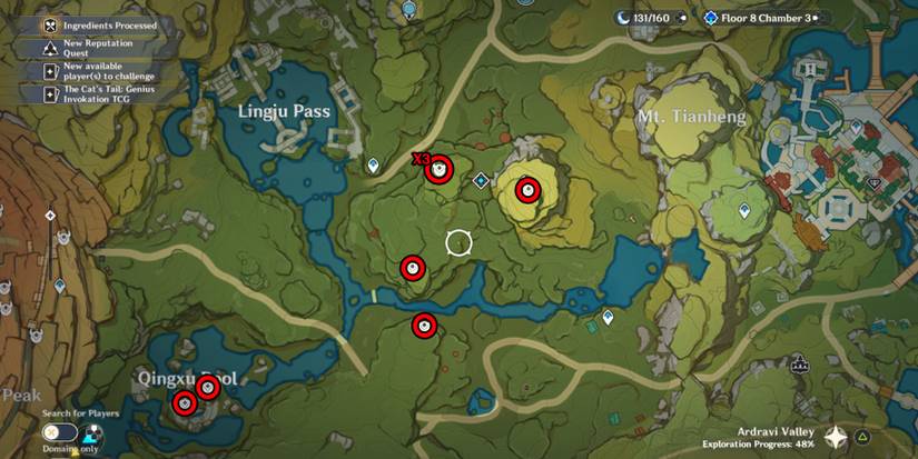 genshin impact qingxin flowers location in lingju pass and qingxu pool