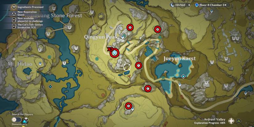 genshin impact qingxin flowers location in qingyun peak