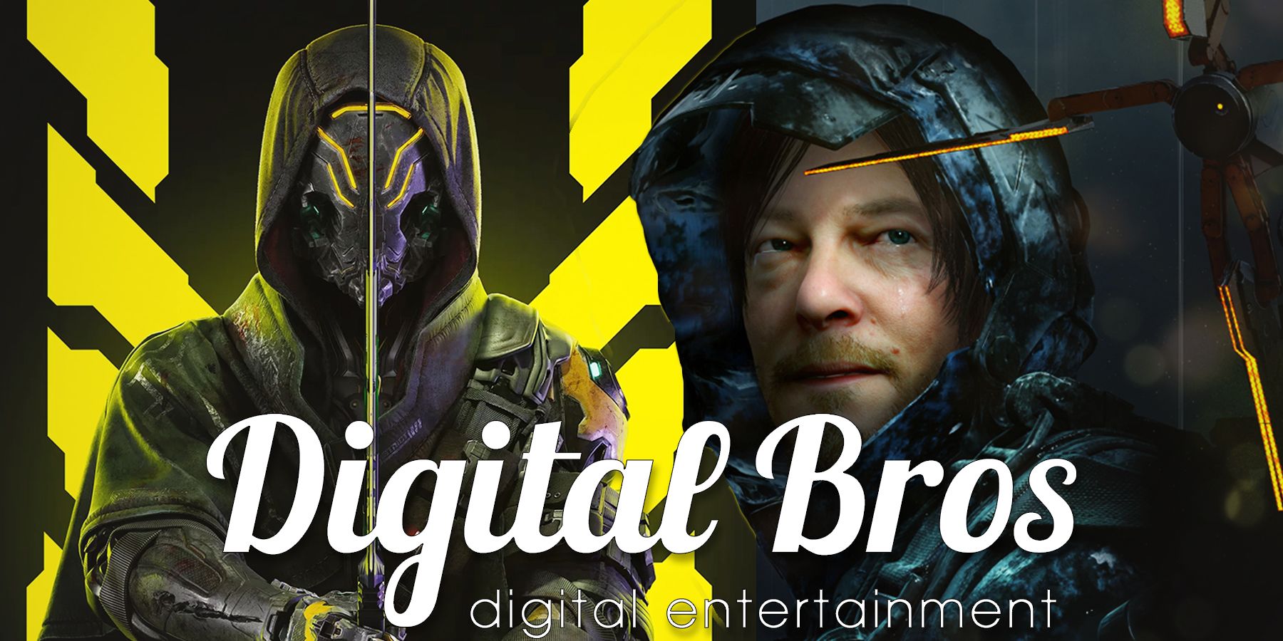 Ghostrunner Death Stranding artworks behind  Digital Bros Digital Entertainment logo