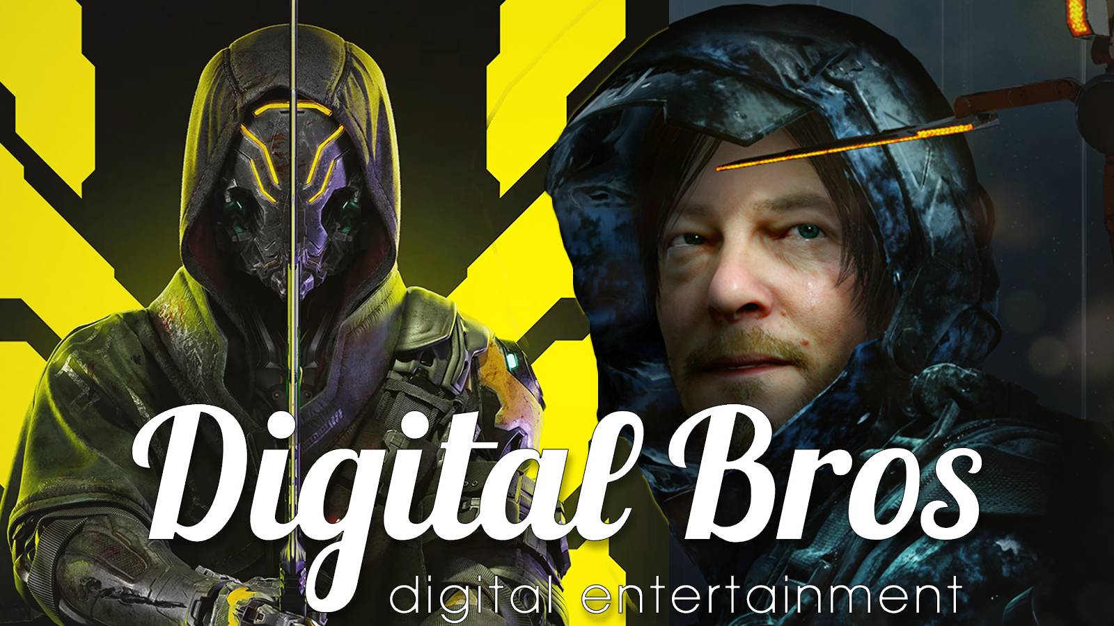 Ghostrunner Death Stranding artworks behind  Digital Bros Digital Entertainment logo