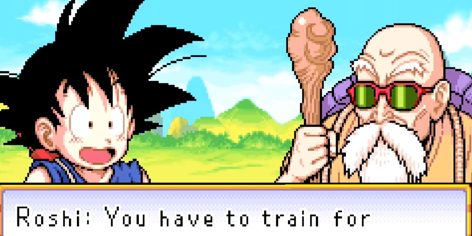 Goku and Master Roshi in Dragon Ball: Advanced Adventure