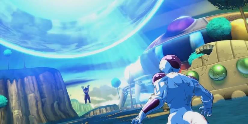 Goku, Frieza, and a Spirit Bomb in Dragon Ball FighterZ