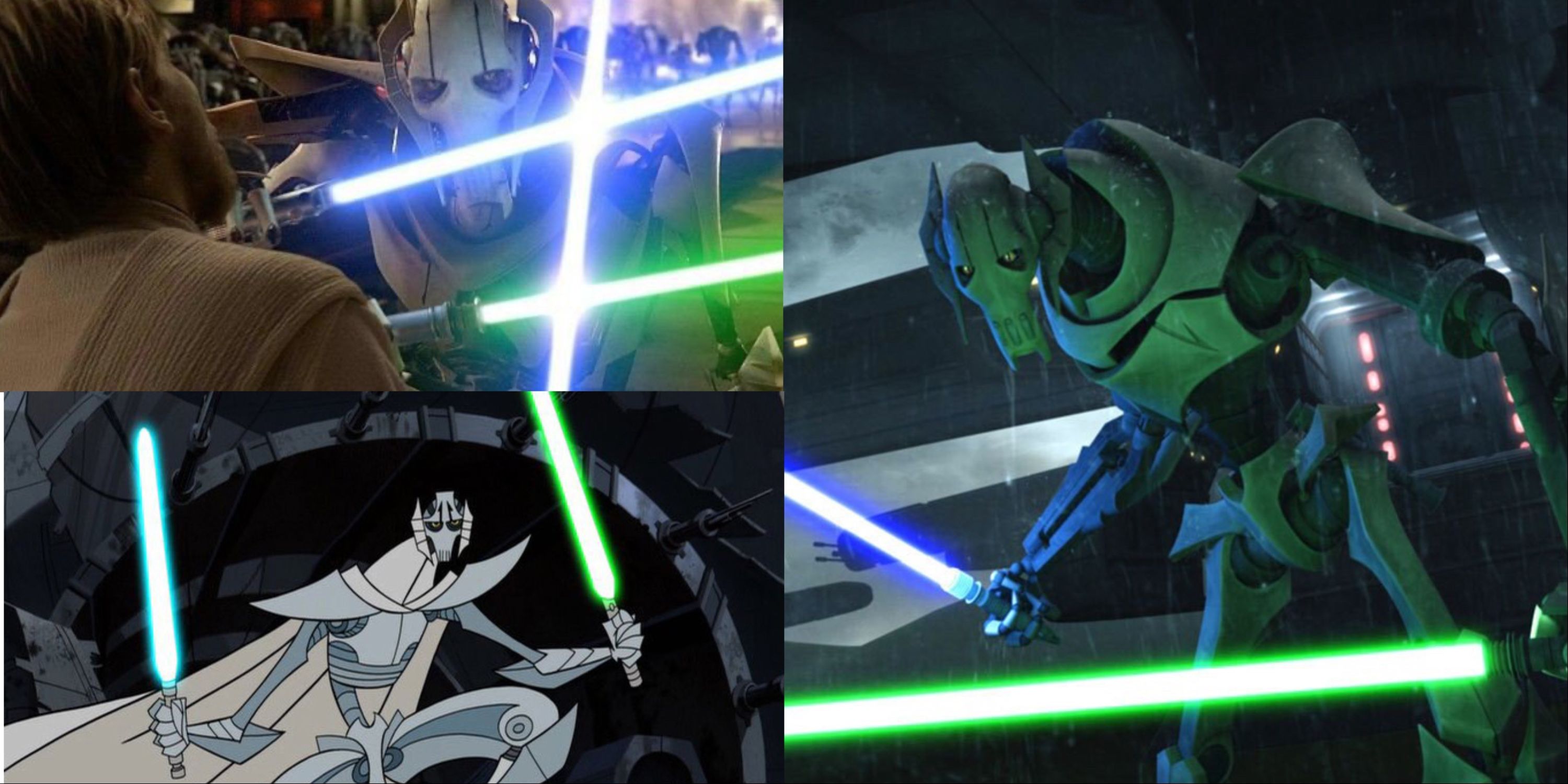 grievous wields dual blades and fights Obi-wan