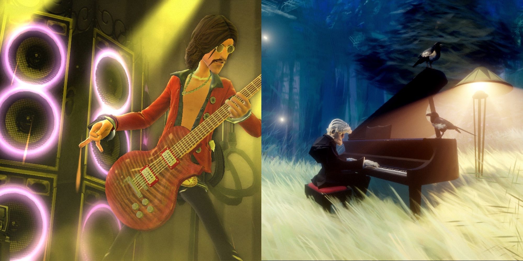 Guitar hero and Dreams split image