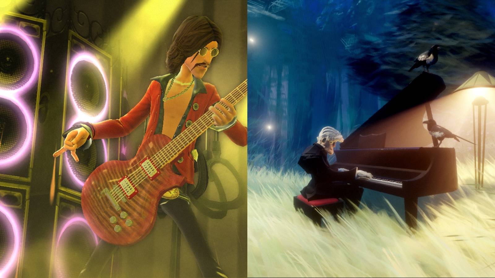 Guitar hero and Dreams split image