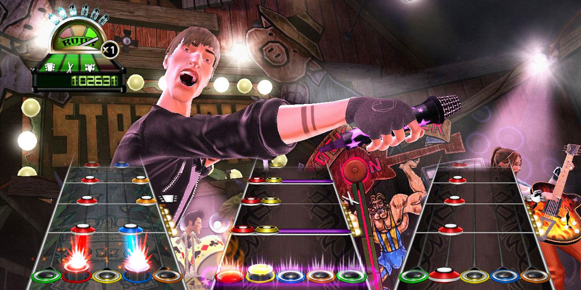 Guitar hero world tour gameplay, guitar bass and drums