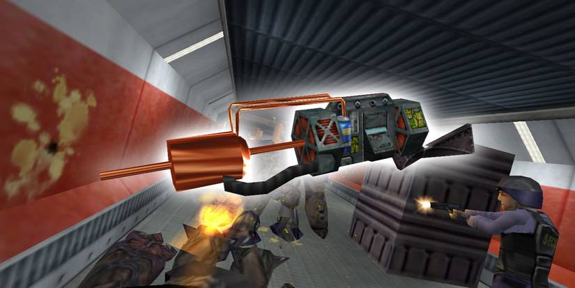 Aliens attack in a Black Mesa Corridor - Tau Cannon