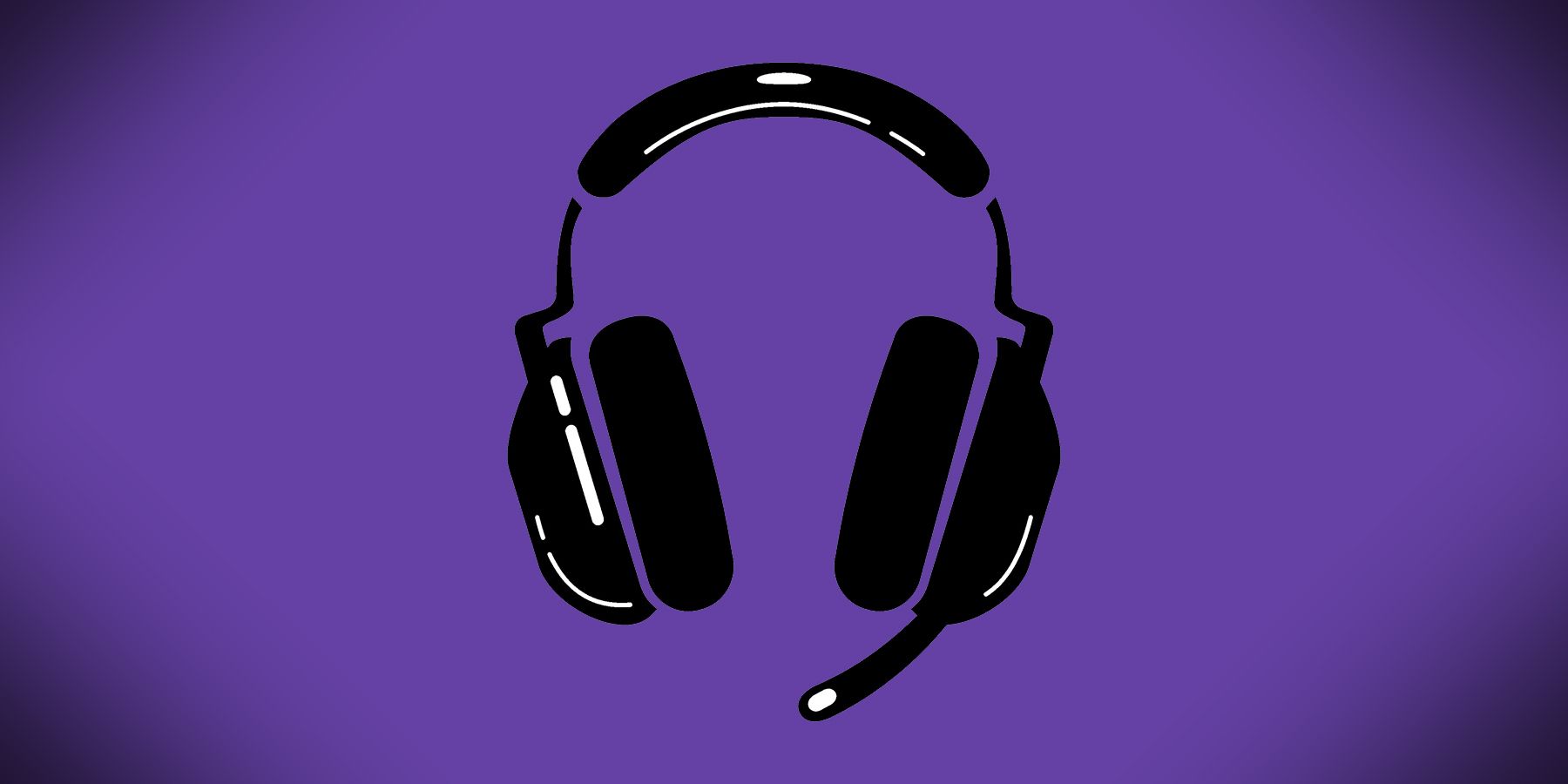 headset silhouette on purple background