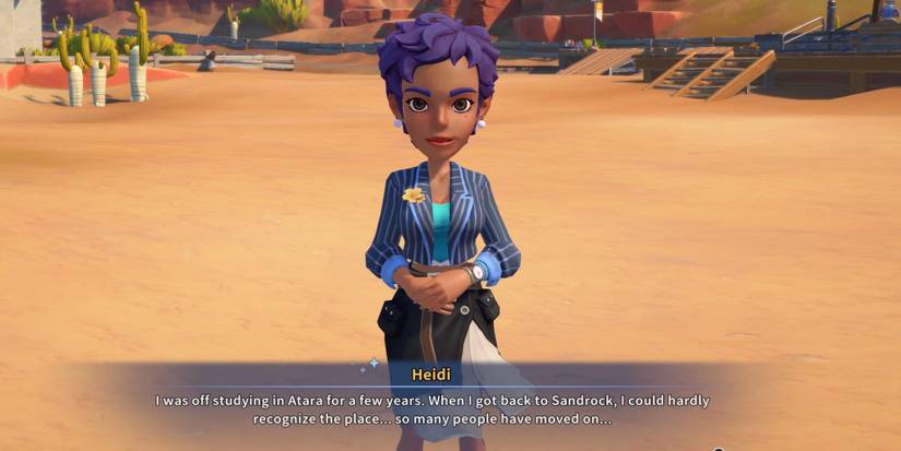 The player talking to Heidi in My Time at Sandrock