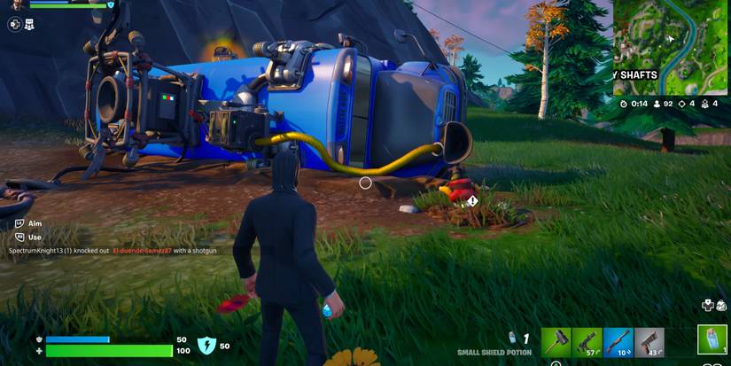 hidden gnome at the destroyed battle bus