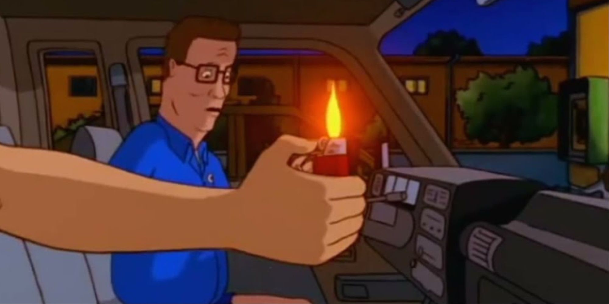 High Anxiety King of the Hill Hank in the car, lighter