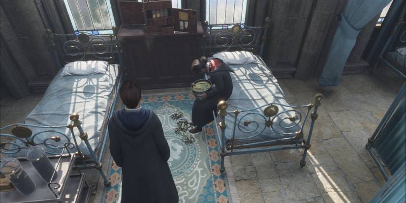 Hogwarts Legacy Student Throwing Up Slugs in a Cauldron