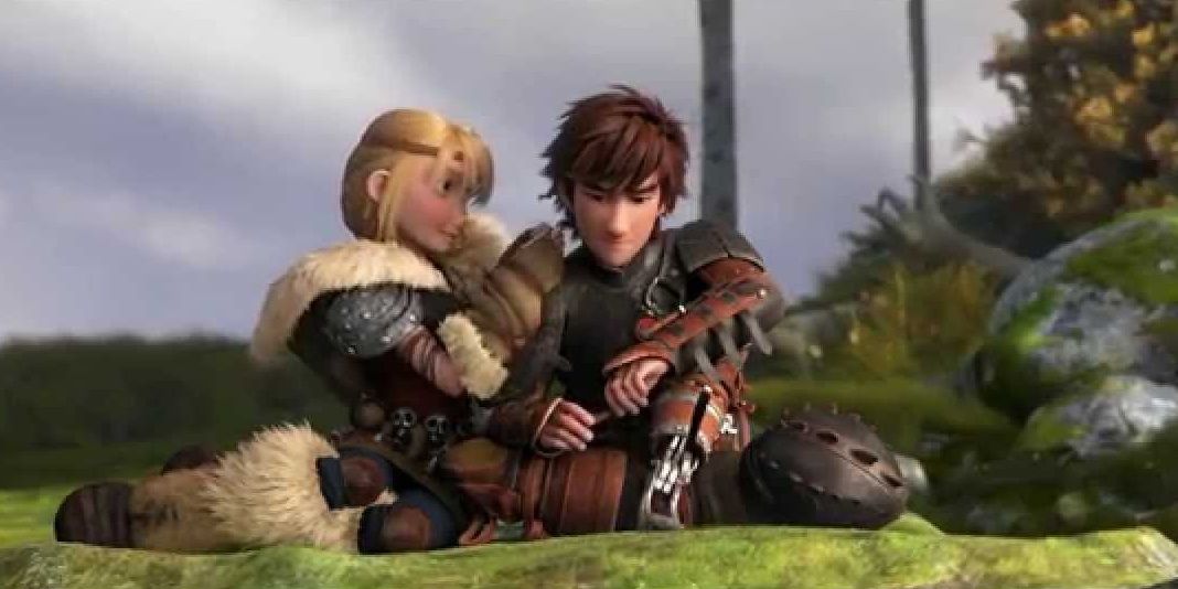 An image of Hiccup and Astrid being intimate