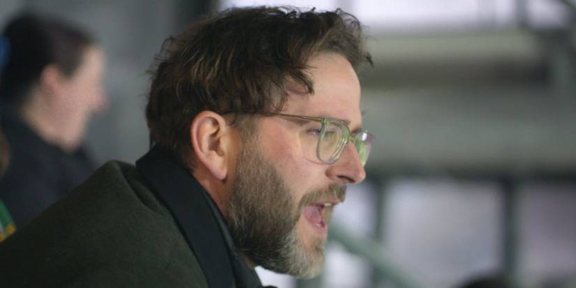 Actor and Wrexham executive director Humphrey Ker shouting.