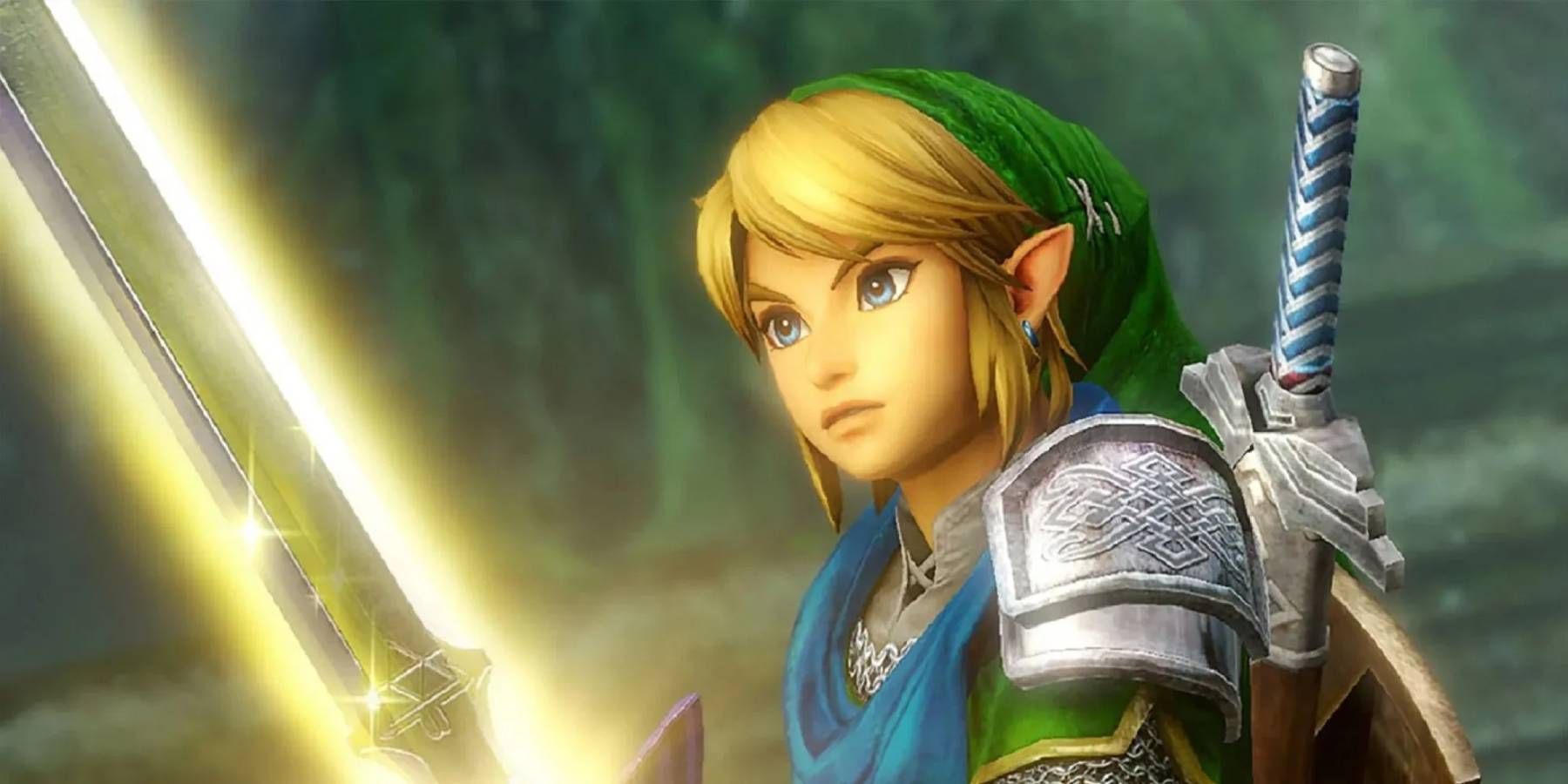 Link holding the Master Sword in Hyrule Warriors