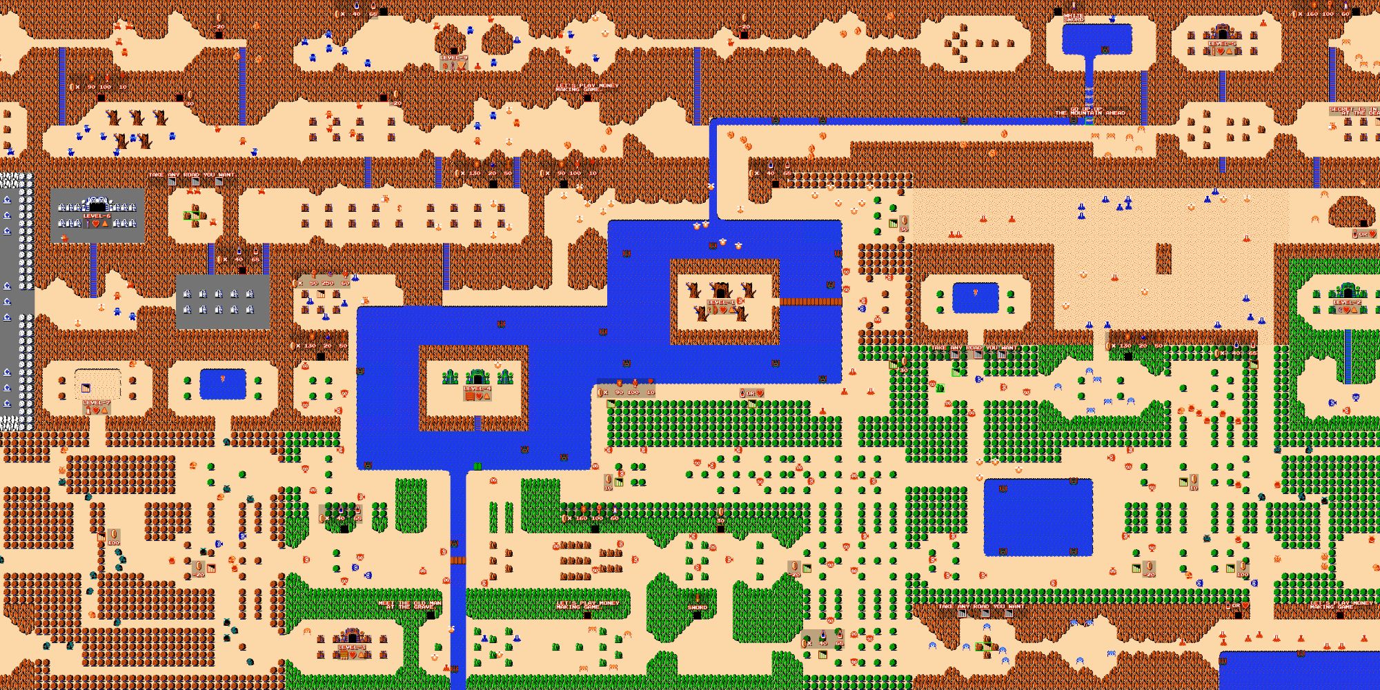 The middle section of the NES Zelda map
