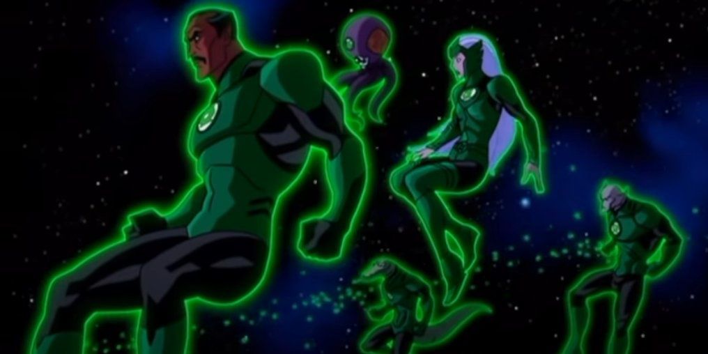 An image of five Green lanterns in space