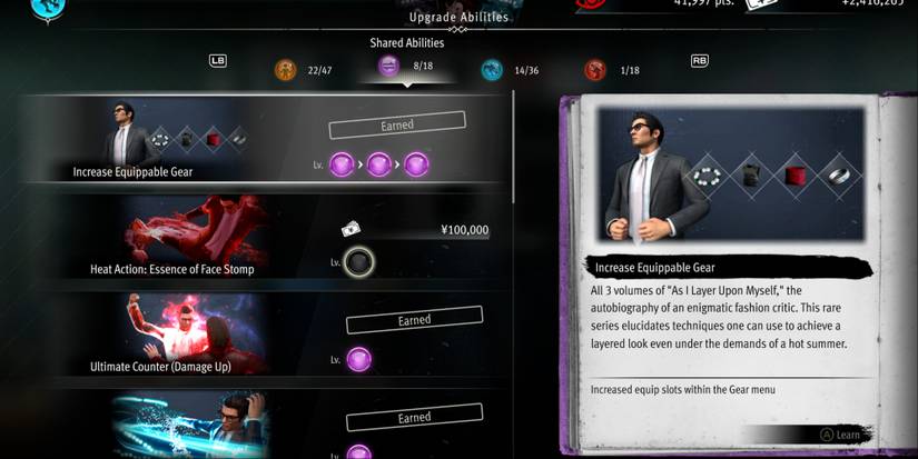 Increase Equippable Gear ability in Like a Dragon Gaiden The Man Who Erased His Name