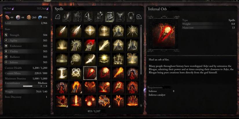 Infernal Orb Information in Lords of the Fallen