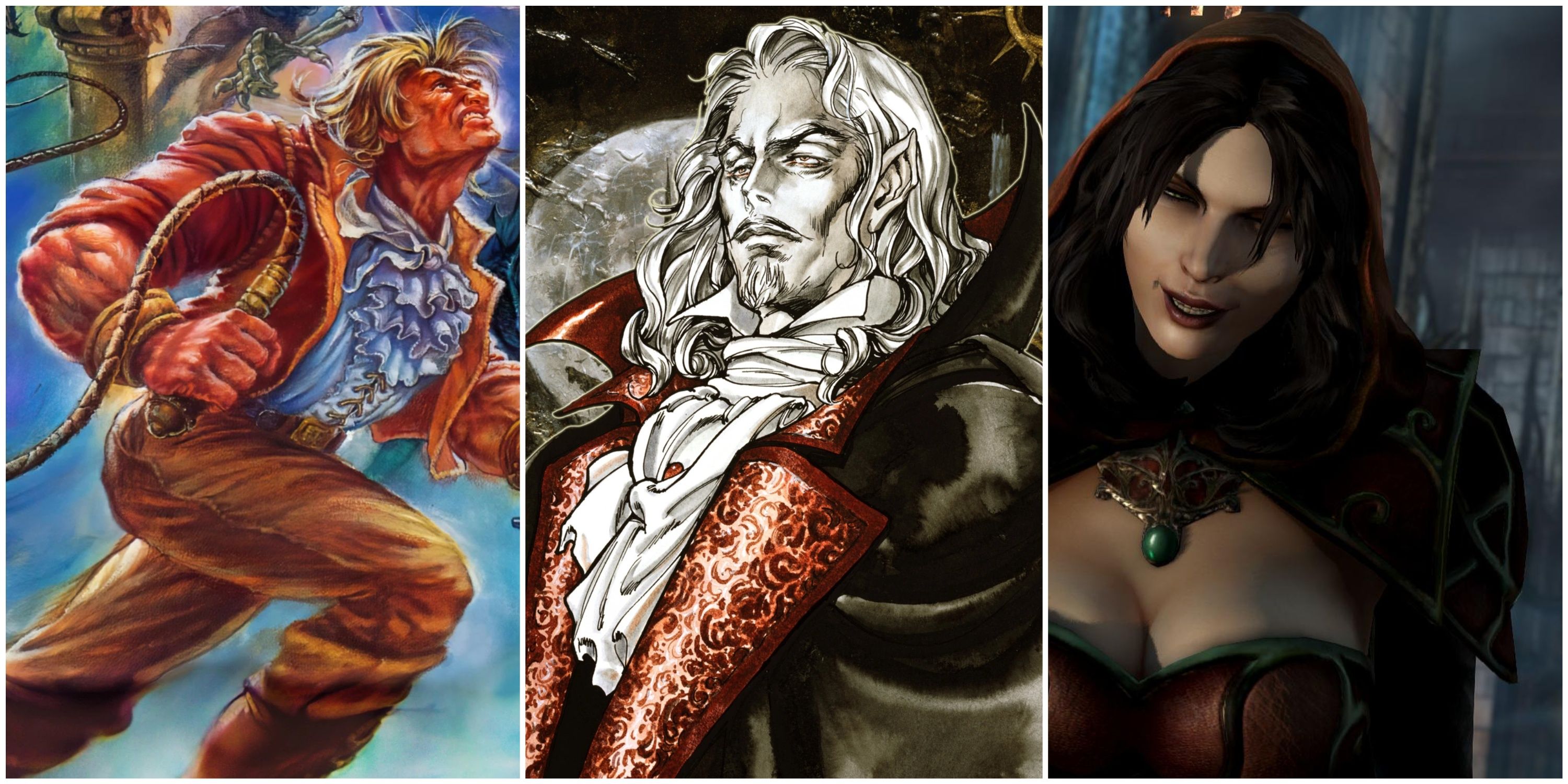 John Morris in Castlevania: Bloodlines, Dracula in Symphony of the Night, and Carmilla in Lords of Shadow 2