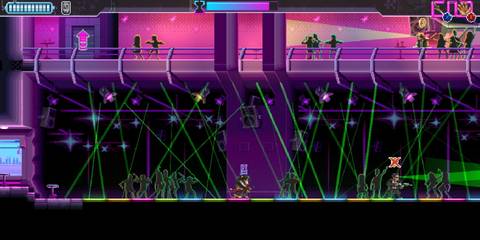 Katana-wielding protagonist Zero standing in a glamorous nightclub