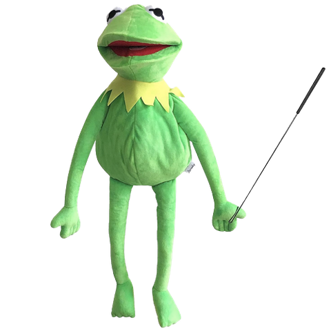 Kermit the Frog puppet with control rod