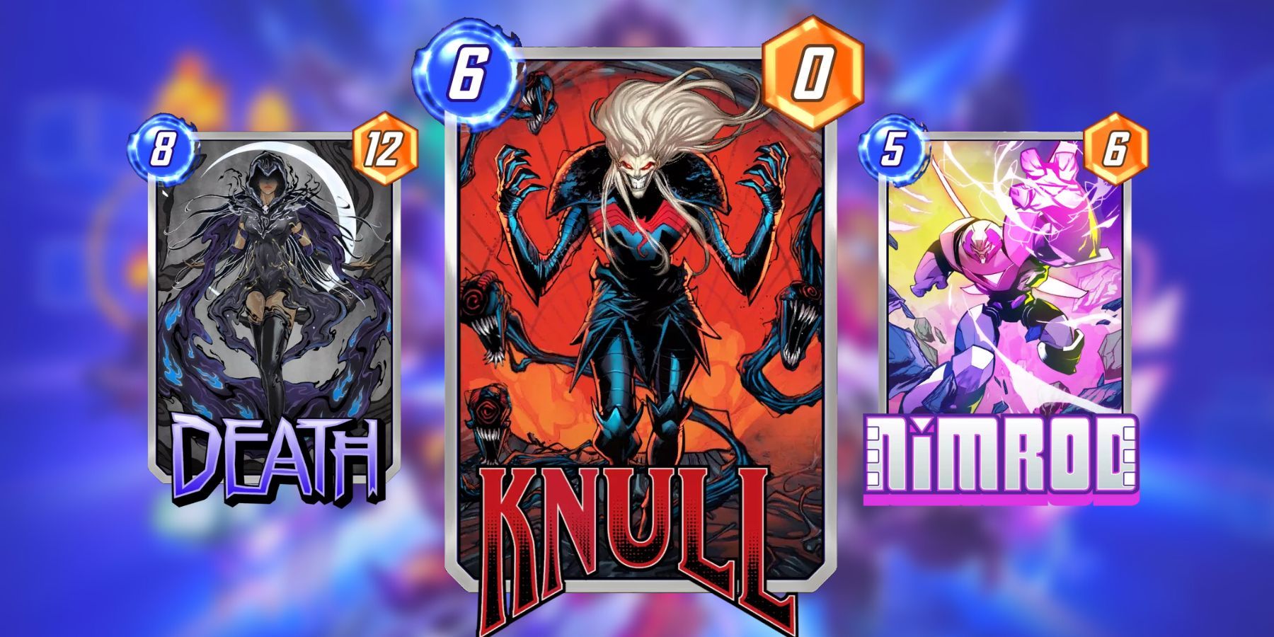 knull, death, nimrod cards in marvel snap.