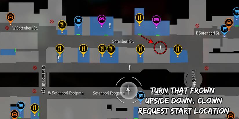 Clown request location in Sotenbori in Like a Dragon Gaiden.