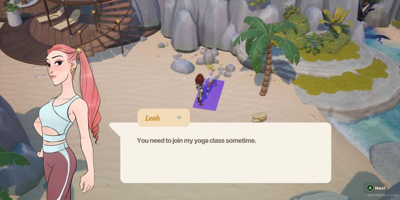 Leah doing yoga on the beach in Coral Island