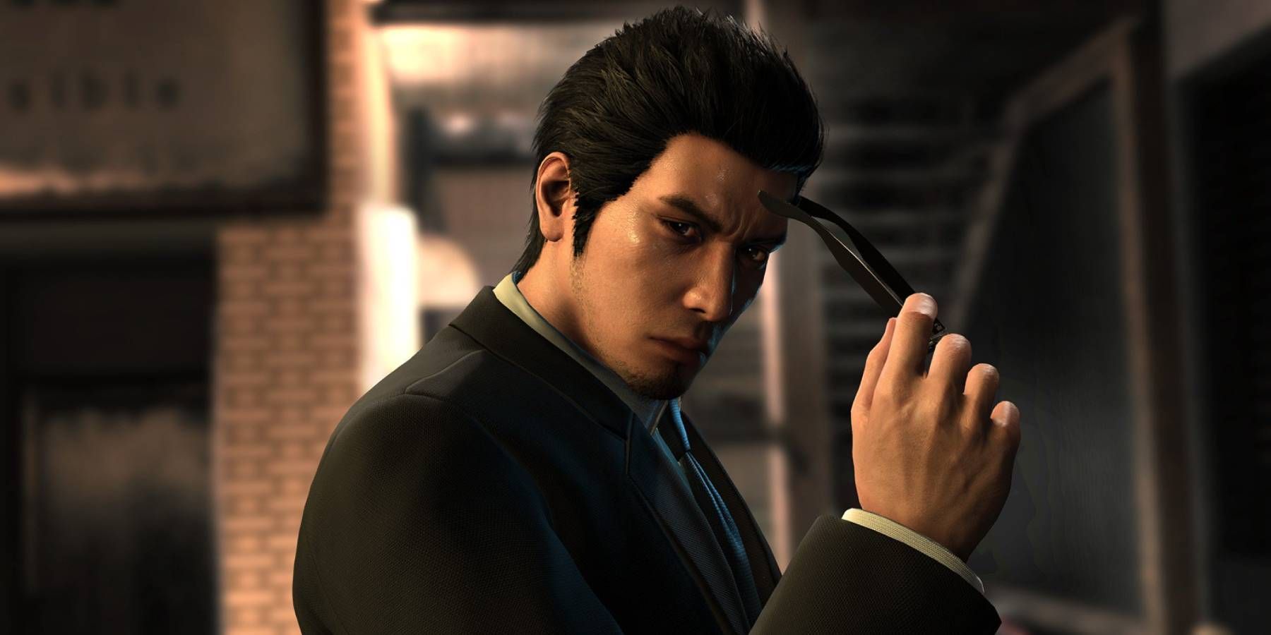 Kiryu removing his sunglasses in Like a Dragon Gaiden