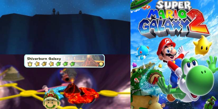 The shiverburn galaxy with the mysterious figures from Super Mario galaxy 2