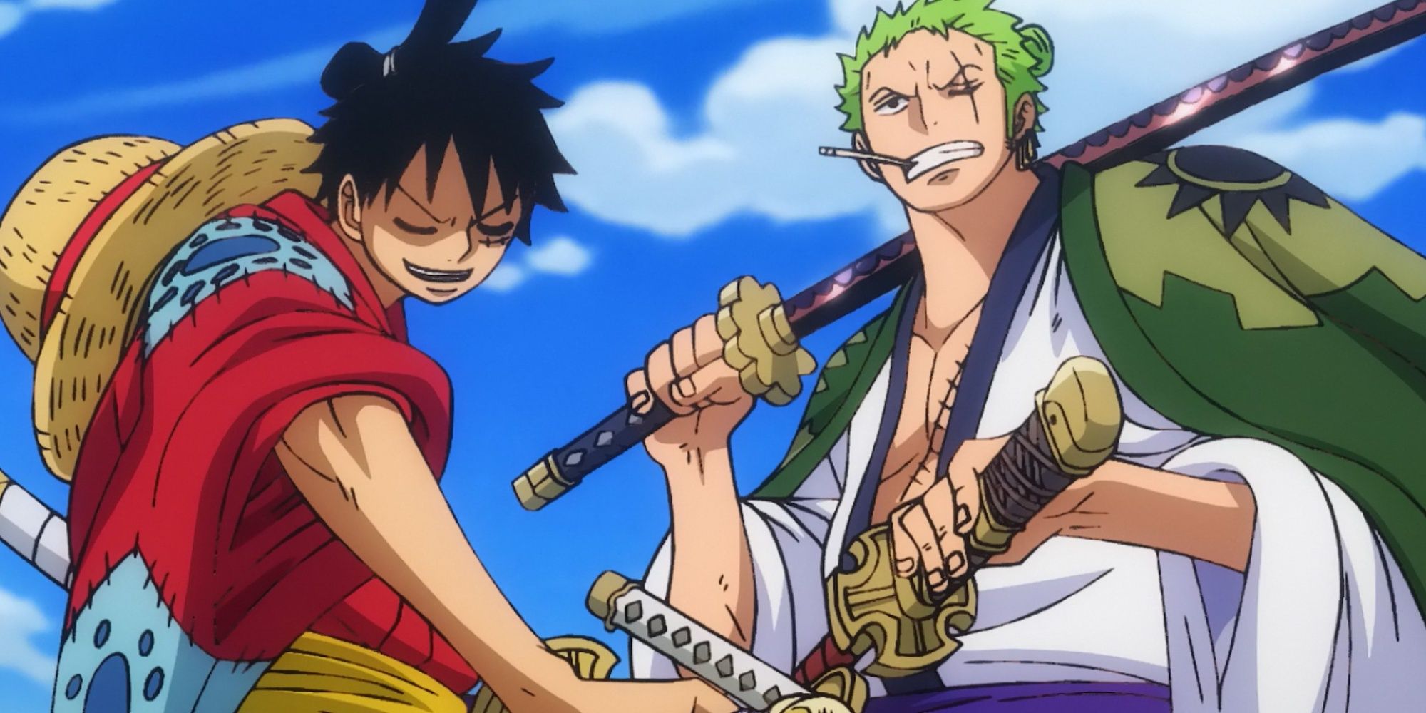 Luffy & Zoro holding swords