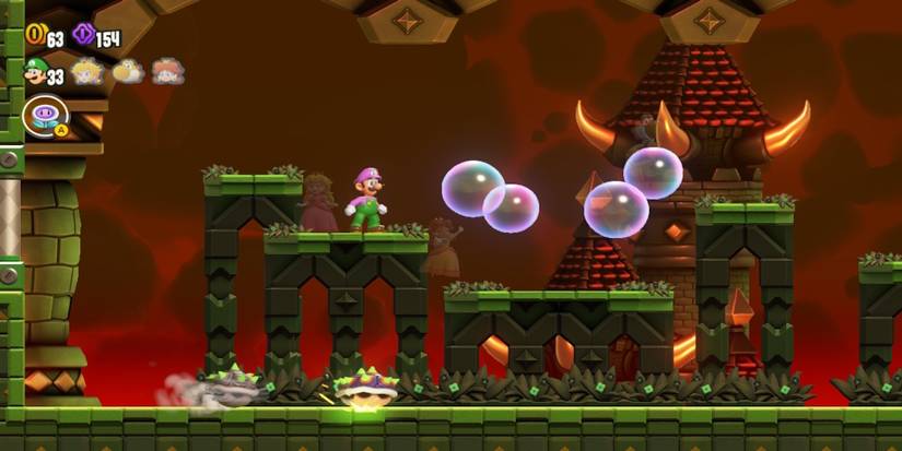 Luigi fighting Bowser Jr. in Super Mario Bros. Wonder