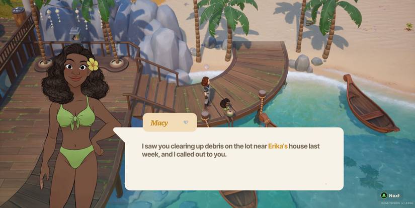 Macy drinking from a coconut in Coral Island