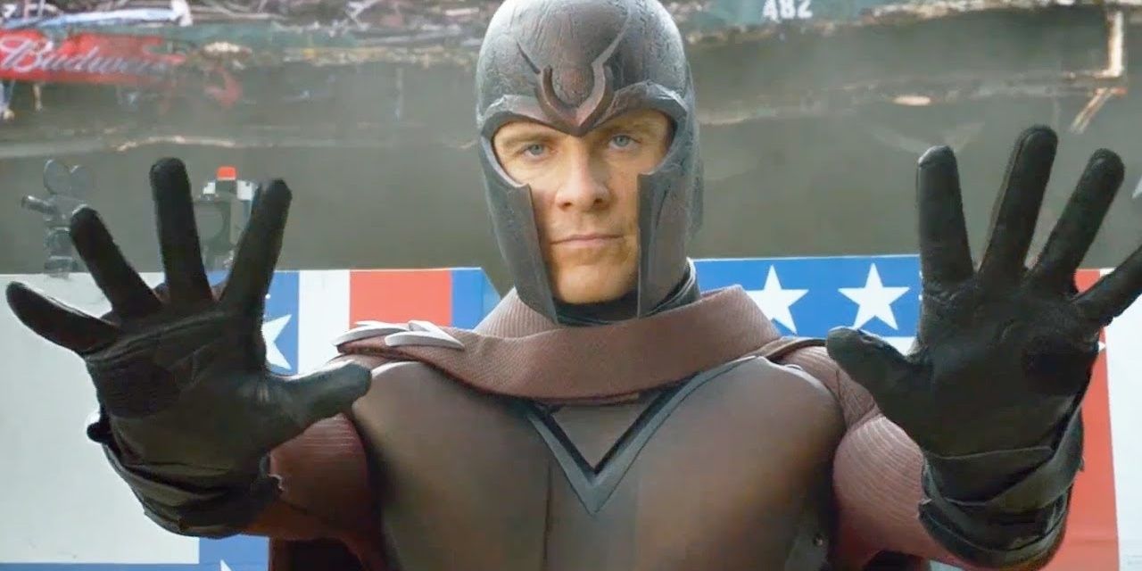 An Image of Magneto raising his hands to control metals